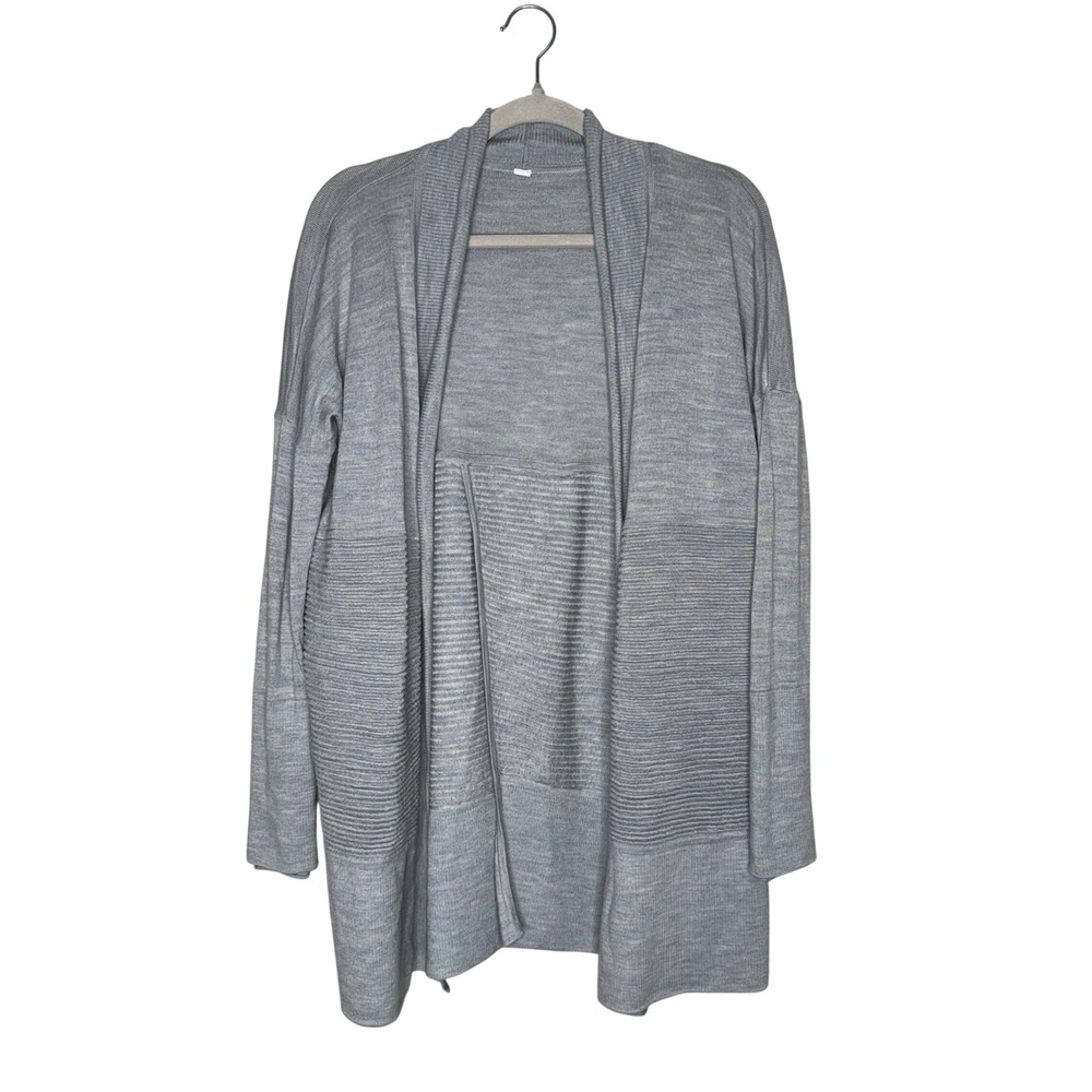Lululemon Cardigan Sweater Womens OS Heathered Blue Excellent Open Front Ribbed